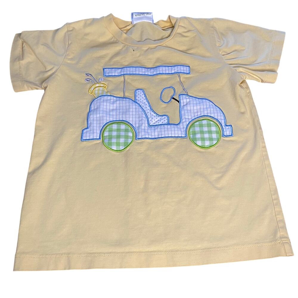 Castle and Crowns yellow golf cart embroidered short sleeve‎ shirt SIZE 5